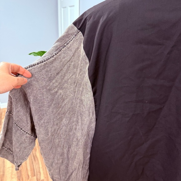 Kate Hewko Bat Wing Jacket Mixed Material One Size Black Washed Gray Streetwear - Picture 14 of 14